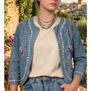 Vintage Y2K Tantrums boho bolero denim jacket